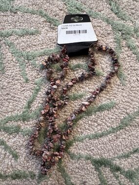 Jasper Crystal Chip Necklace in Mixed Brown and Pink Tones B
